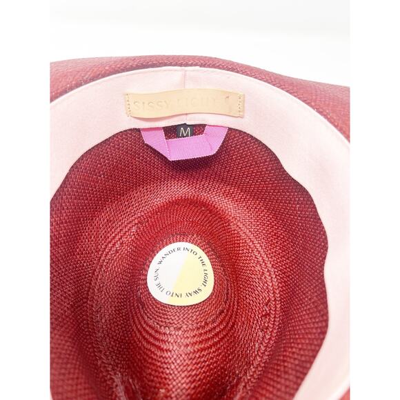 Sissy Light Maroon Two Tone Straw Hat Sz M - Picture 6 of 7